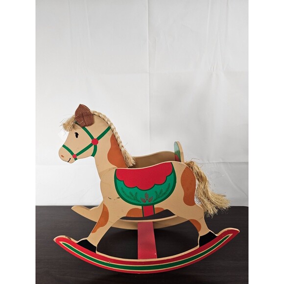 Hallmark Vintage Wooden Rocking Horse Christmas Centerpiece Card Holder 13" - Picture 2 of 13